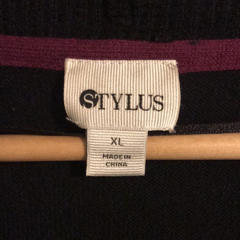 Stylus Women XL Black Open Cardigan Elbow Patch Cotton Modal Soft Knit Jacket - Picture 2 of 16